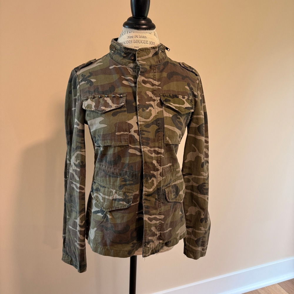 Wet Seal Women's‎ Camo Studded Pocket Military Jacket Size M